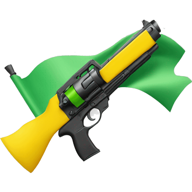 Yellow flag with a green gun in the middle emoji