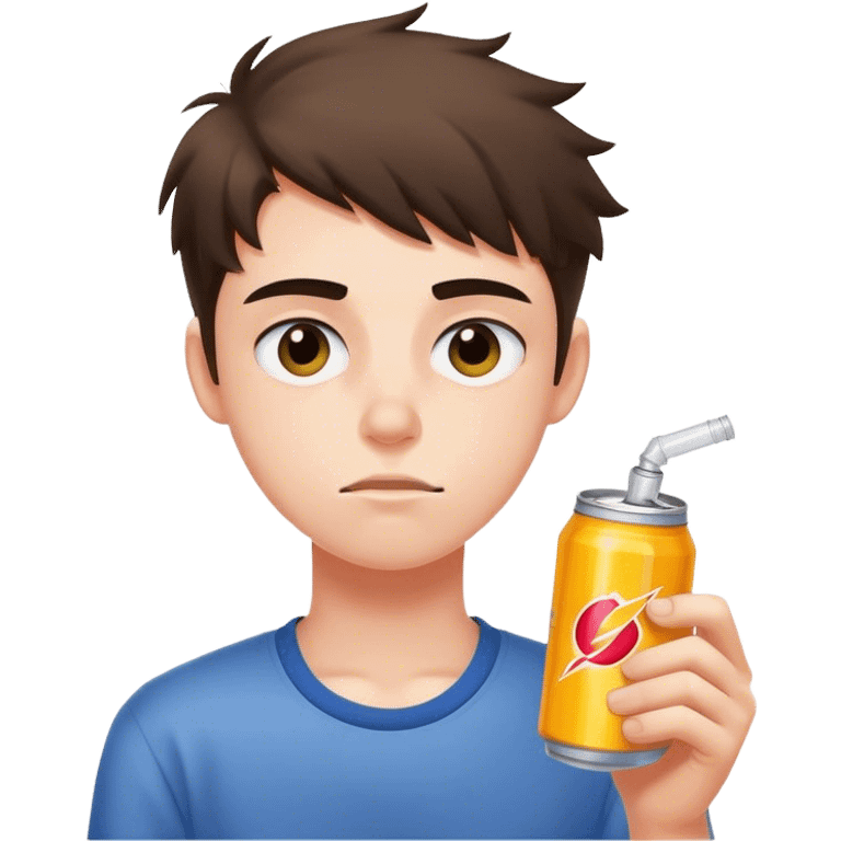 Sleepy teenager with energy drink emoji