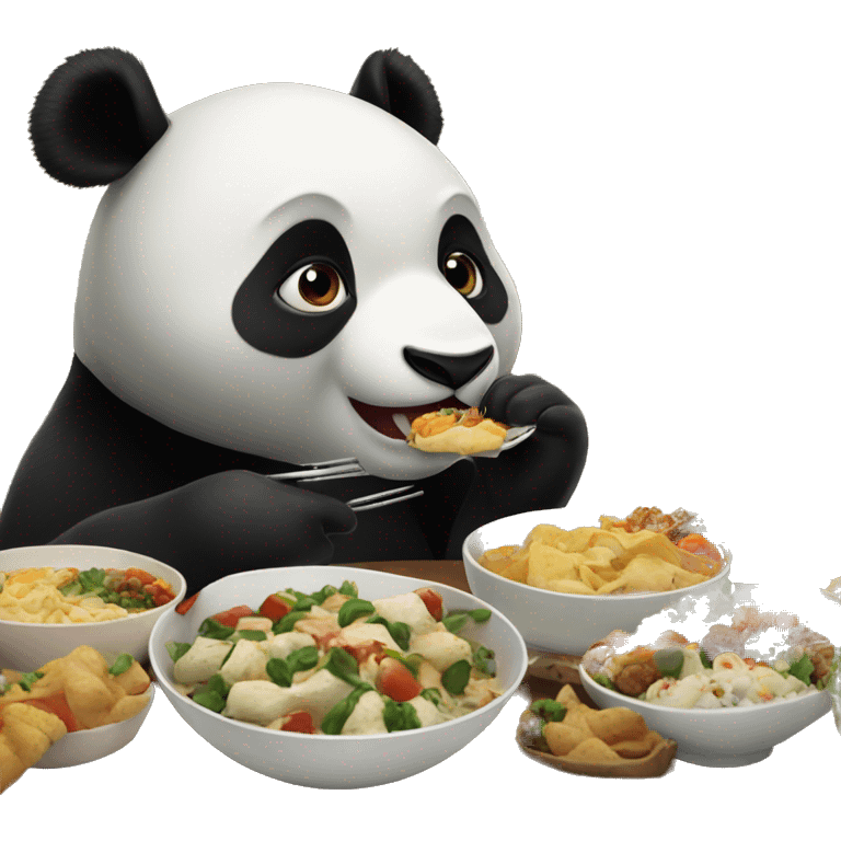 Panda eating at a buffet emoji