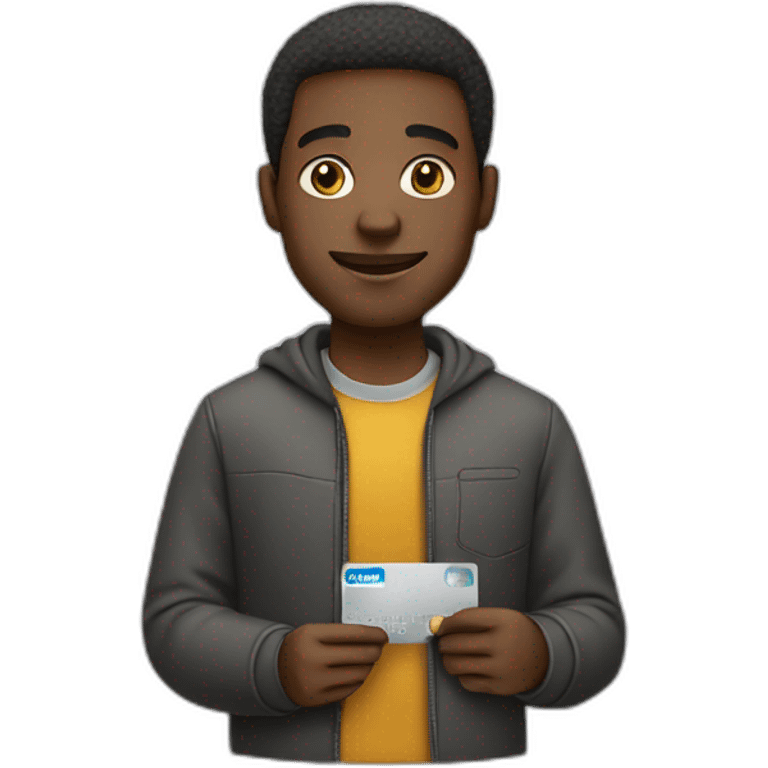 black man holding credit card emoji