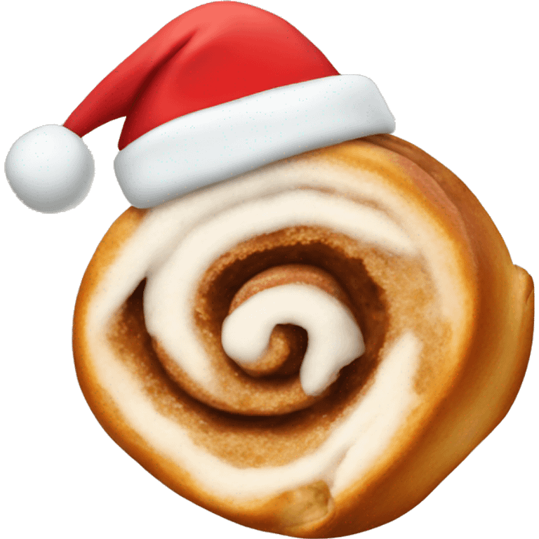 Cinnamon Roll with a christmas hat on emoji