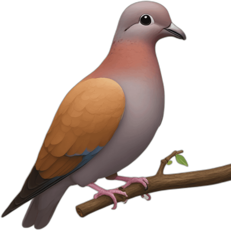 Cinnamon Ringneck Dove holding a twig in his beak emoji