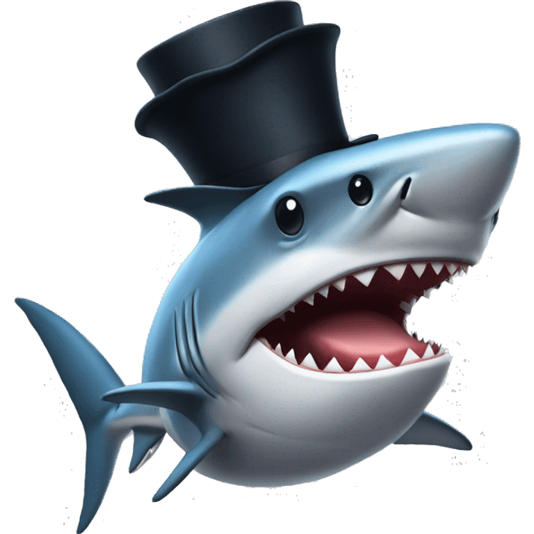 Shark with a top hat emoji