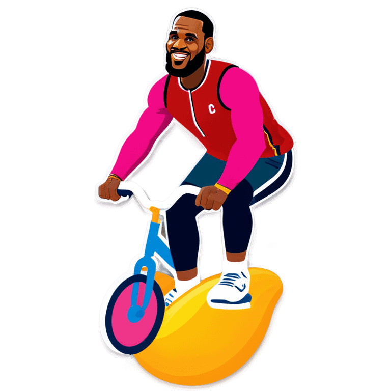 lebron james riding a bike on a big egg plant emoji