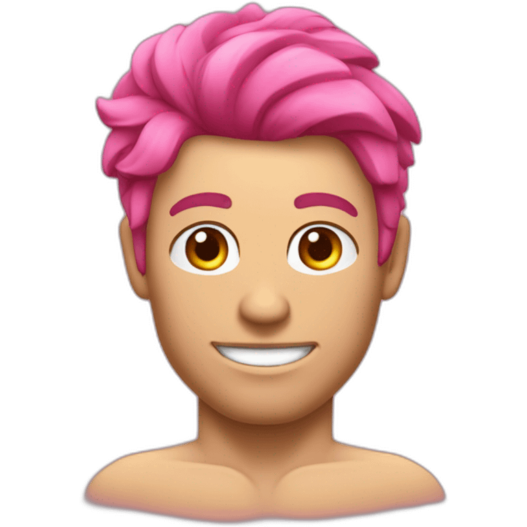 Un homme musclé avec des cheveux rose emoji