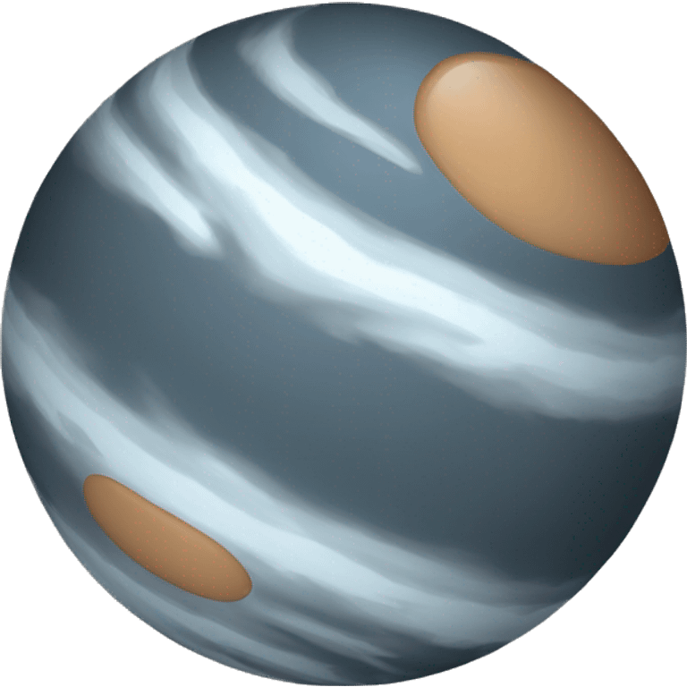 A planet, with icy surface, mostly creamy white, light brown, reddish-brown, grayish blue, and dark charcoal, reflecting its icy plains, organic-rich regions, and rocky surfaces. emoji