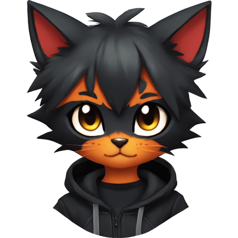 Edgy Shy Anthro boyish cool pretty dark black Litten-Pokémon-cat-fursona techwear emoji