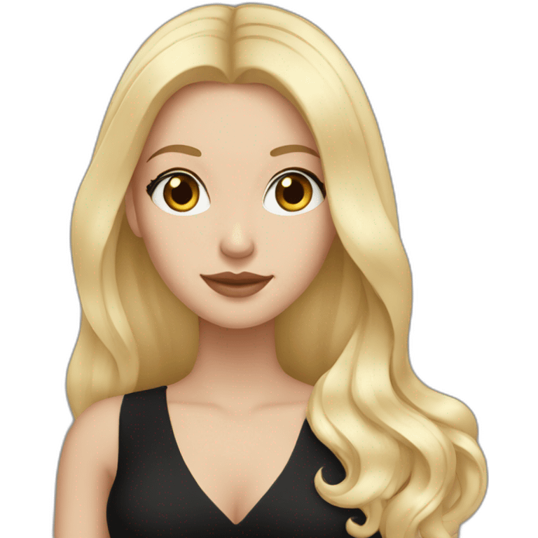 white girl with gold hoop earrings wearing black dress and long black hair emoji