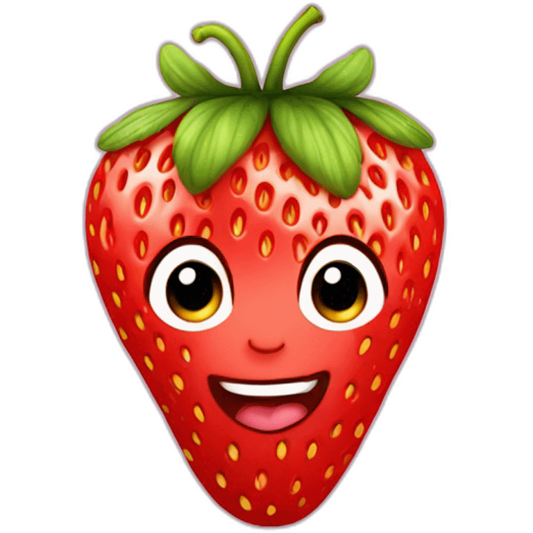 Strawberry with a cute baby face coming out on top emoji