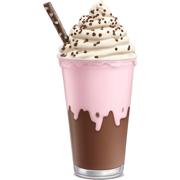 Light pink milkshake with cream and chocolate sprinkles emoji