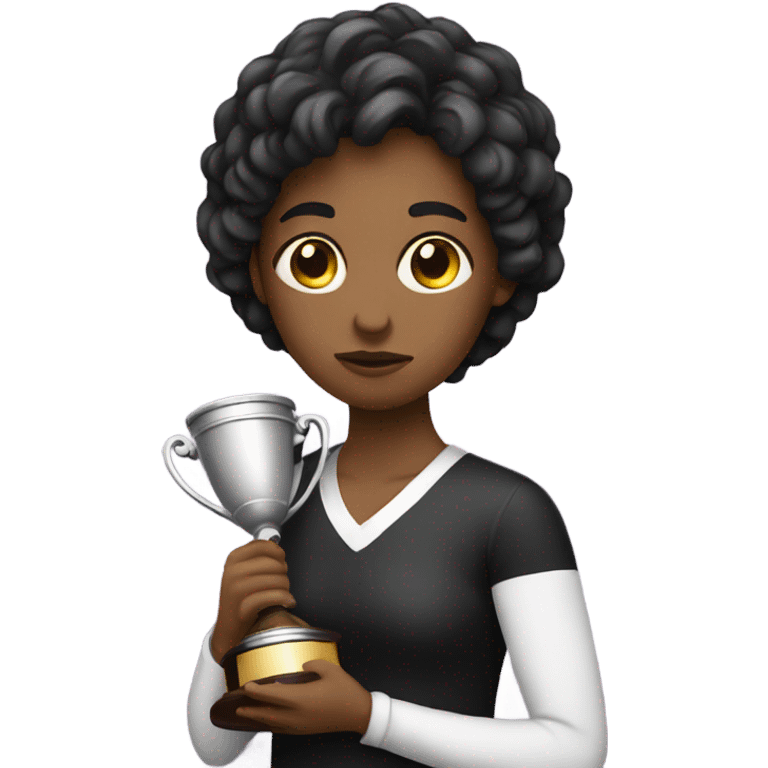 Sad girl holding trophy  emoji