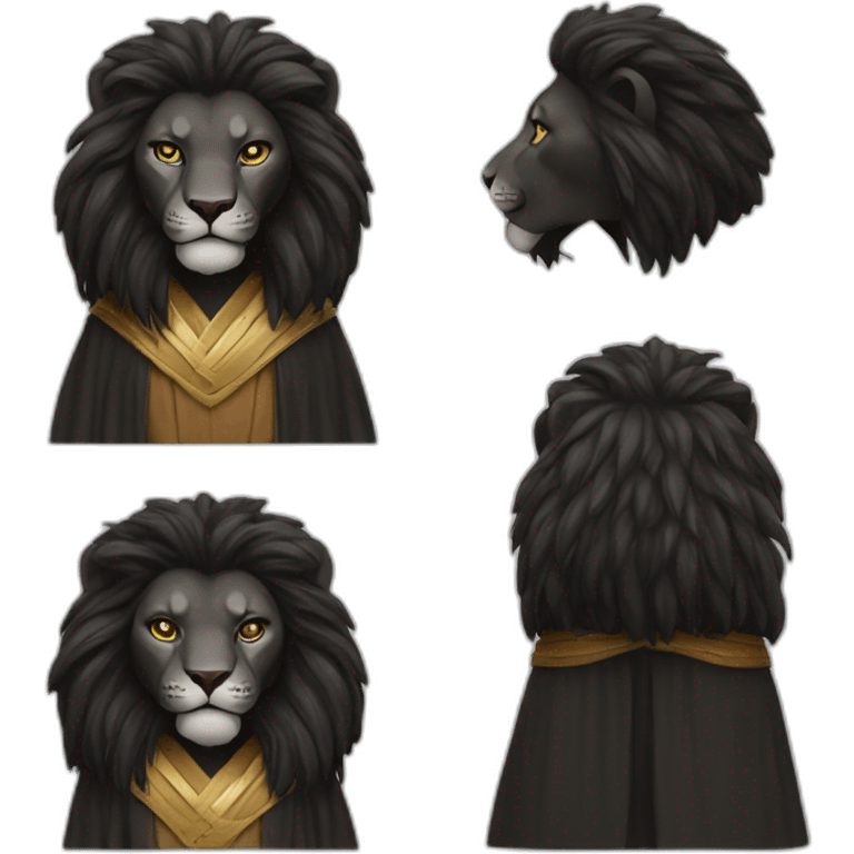 Black lion as jedi master emoji