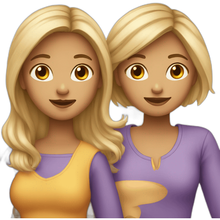 fille chatain avec fille blonde emoji