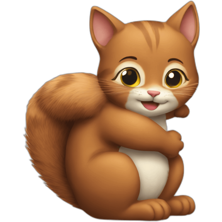 the cat hugs the squirrel emoji