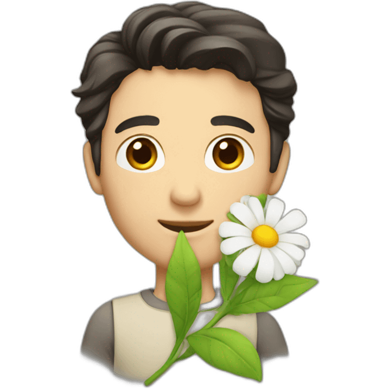 white-guy-giving-a-flower-dark-hair emoji