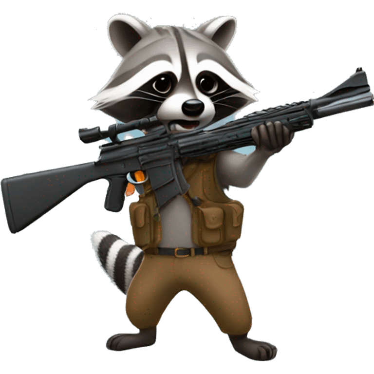 Raccoon with a gun emoji