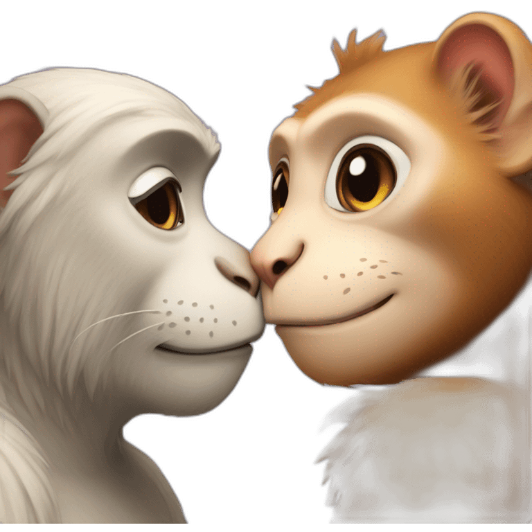 monkey and cat in love emoji