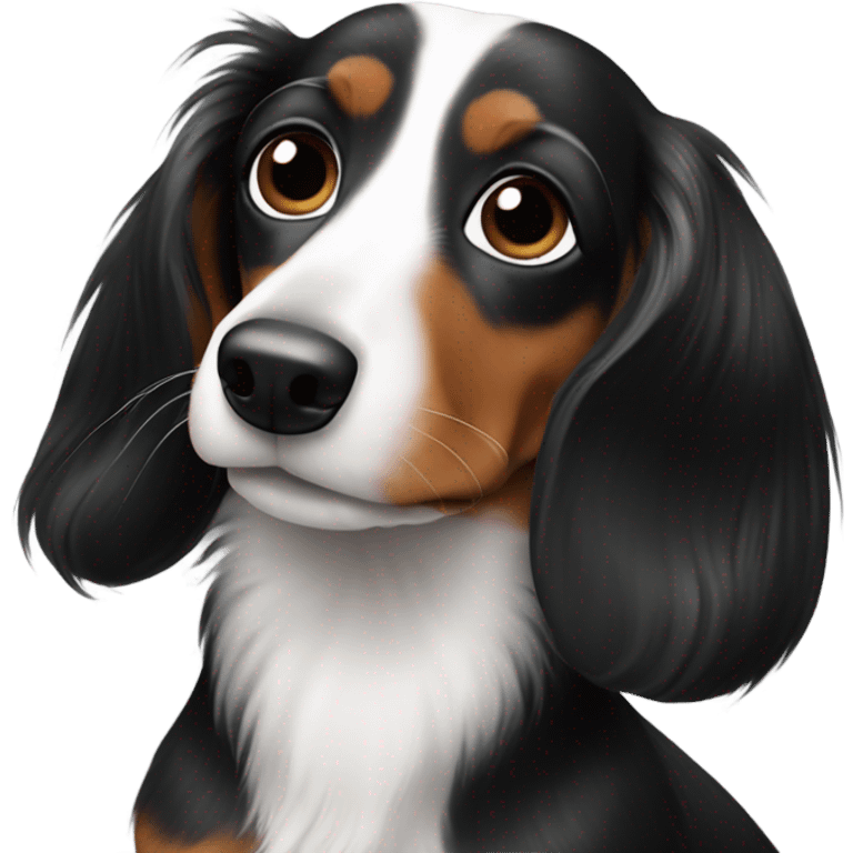 White and black long haired dachshund emoji