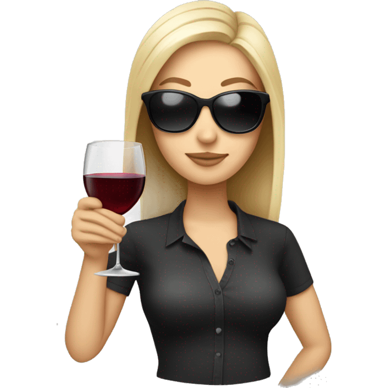 White girl wearing sunglasses holding a glass of wine  emoji