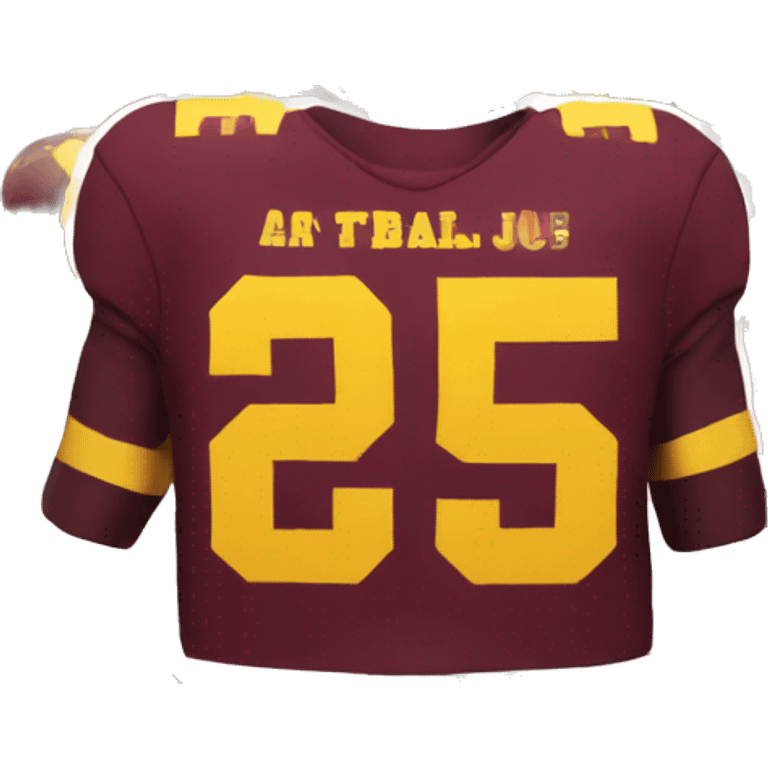 football player with face, wearing maroon and gold jersey, number 5 not 55 emoji