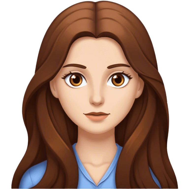 White woman with long brown hair and eyes. emoji