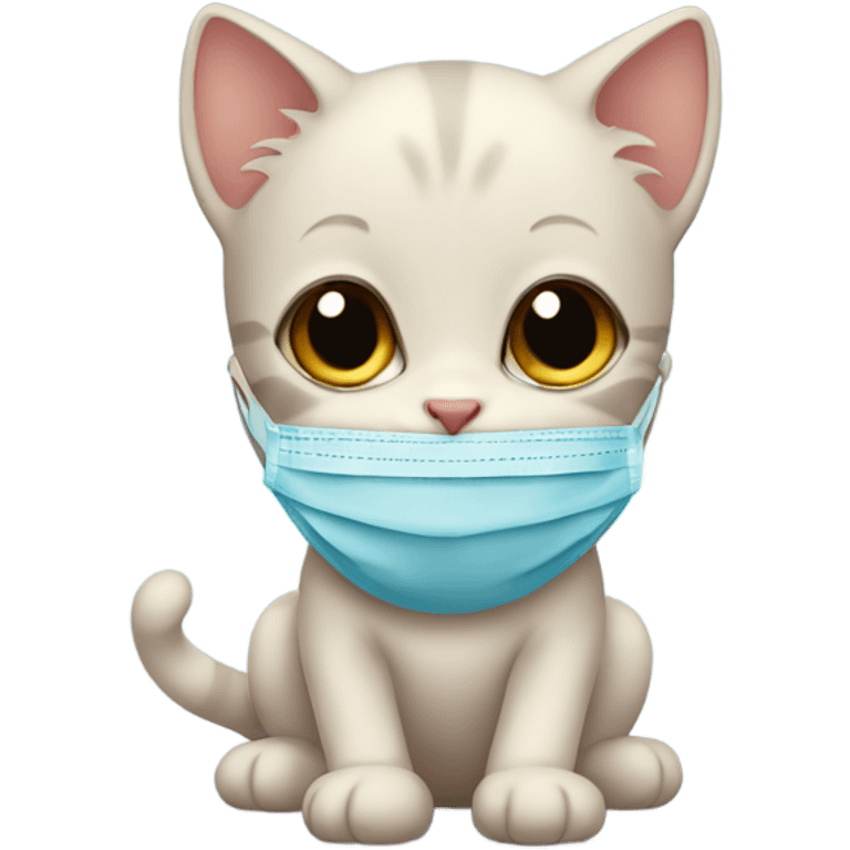 baby cat with covid mask emoji