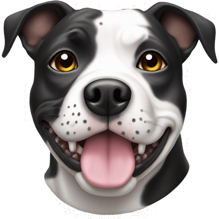 black and white staffy dog that had spots on his coat  emoji