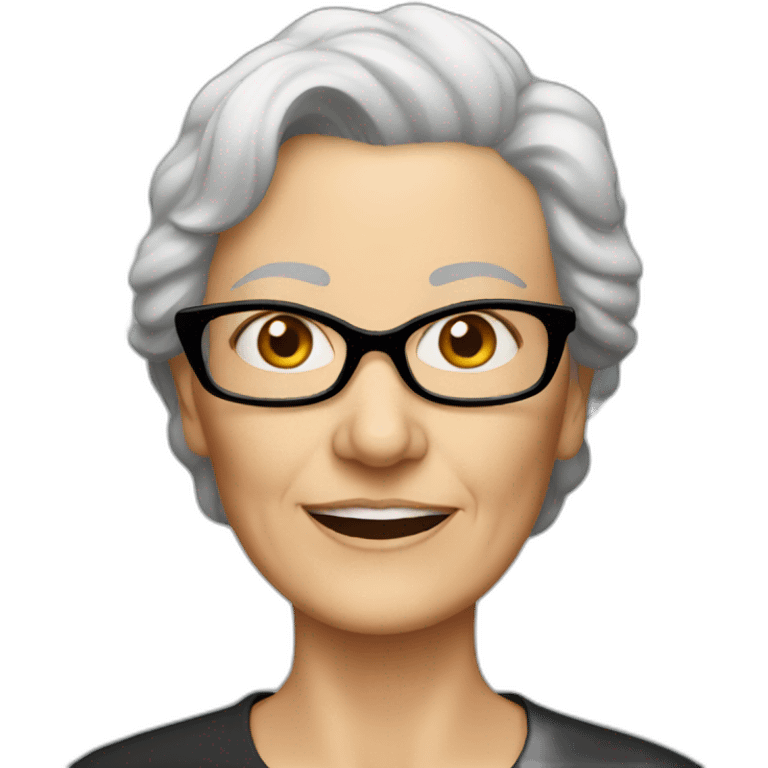 Older white woman with black glasses emoji