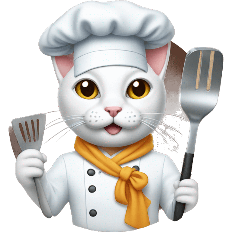 Cat as chef, holding spatula  emoji