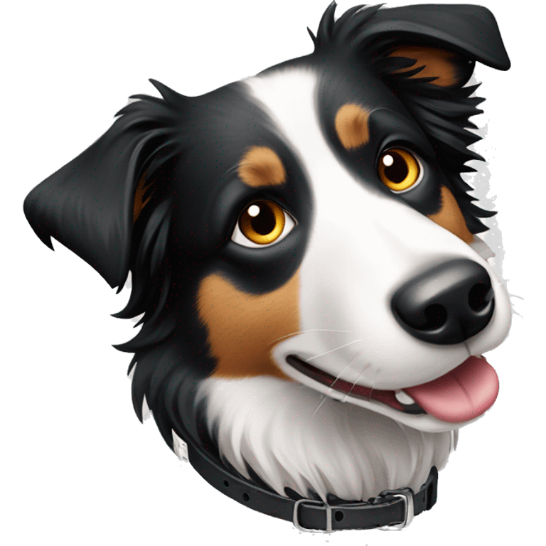 Border collie with Fiona on collar emoji