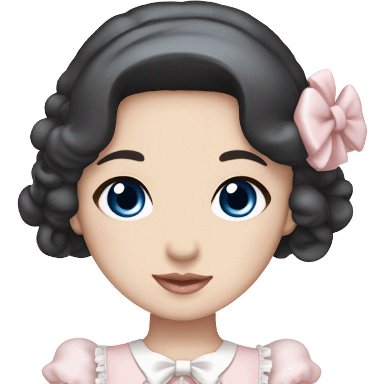 sweet lolita dark hair blue eyes white skin light pink dress emoji