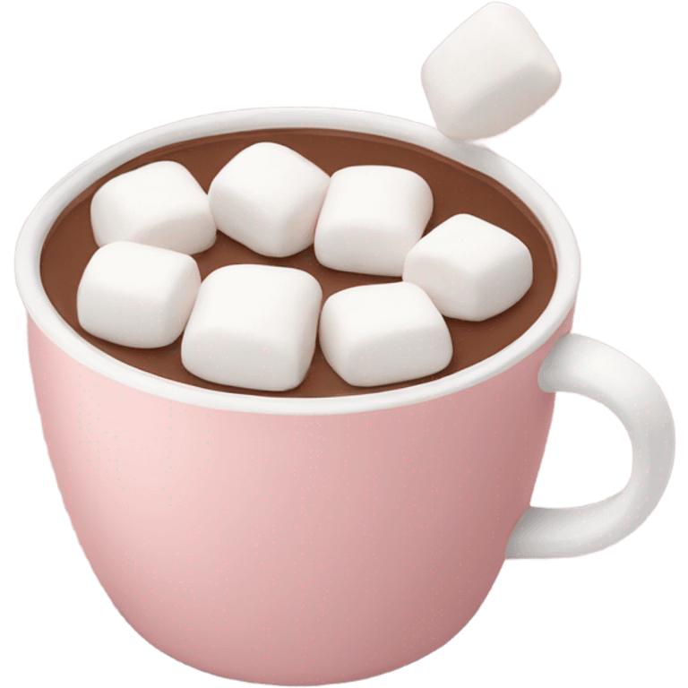 Light Pink mug of hot chocolate with marshmallows  emoji