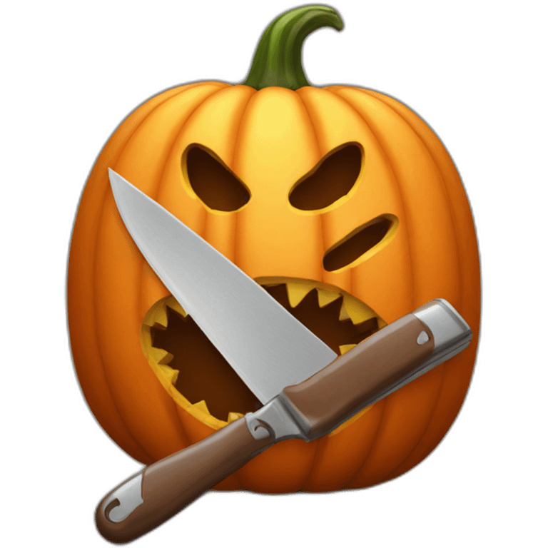 halloween pumpkins with a knife in his mouth emoji