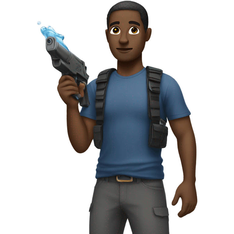 Balck guy with water gun emoji