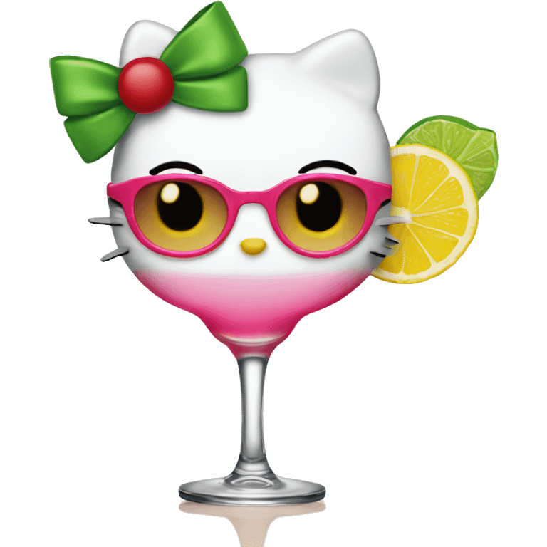 Hello kitty drinking a margarita emoji