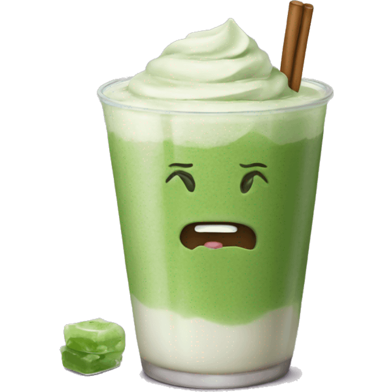 Matcha Latte with ice cubes  emoji