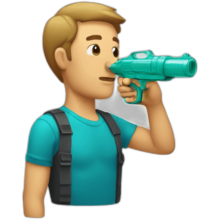 Man drinking from water pistol emoji