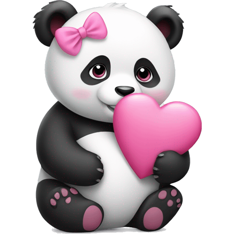 panda holding a pink heart emoji