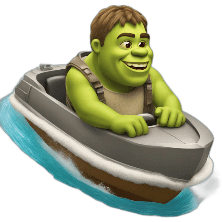 shrek as a speedboat emoji