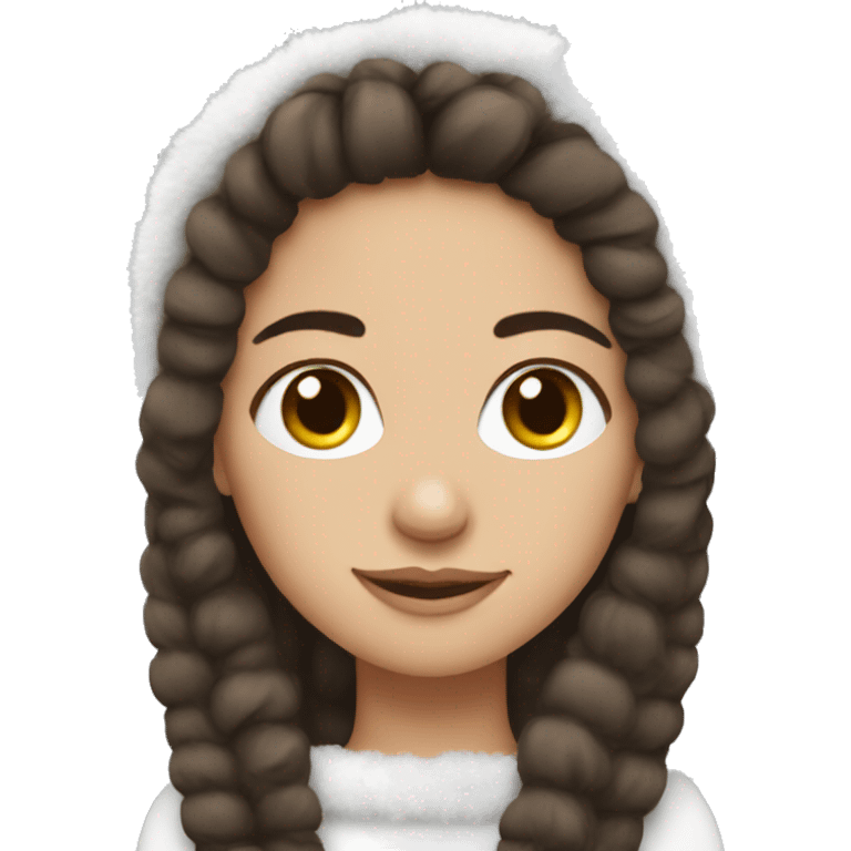 pretty brunette girl wearing white fuzzy headband for winter emoji