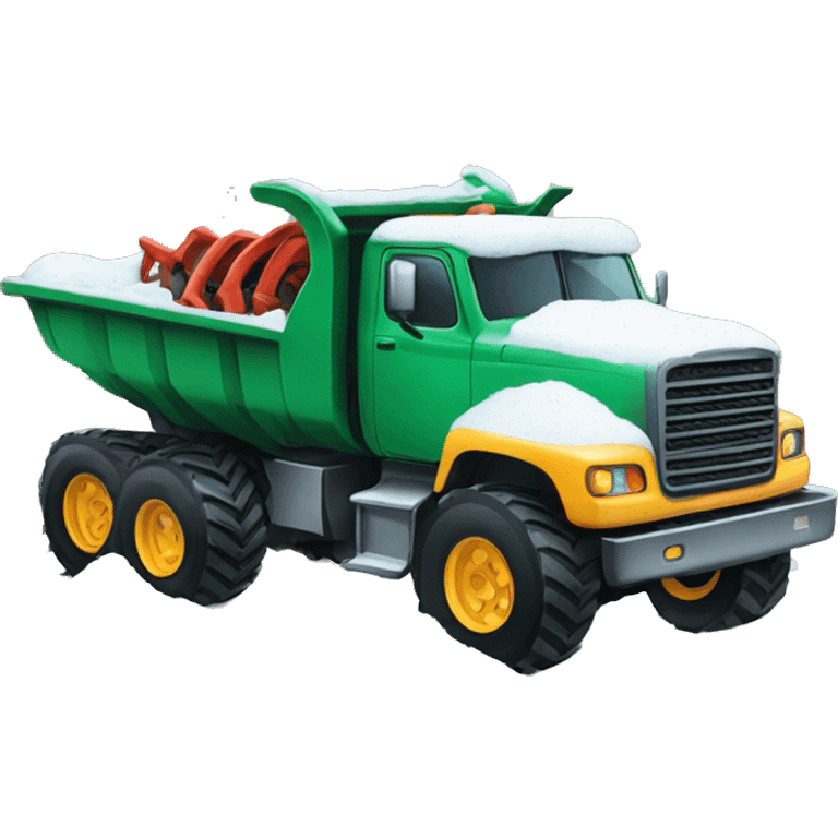 Truck with plow plowing snow big tires  emoji