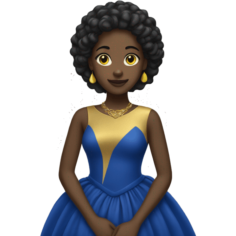 Black Girl with yellow gold and royal blue dress emoji