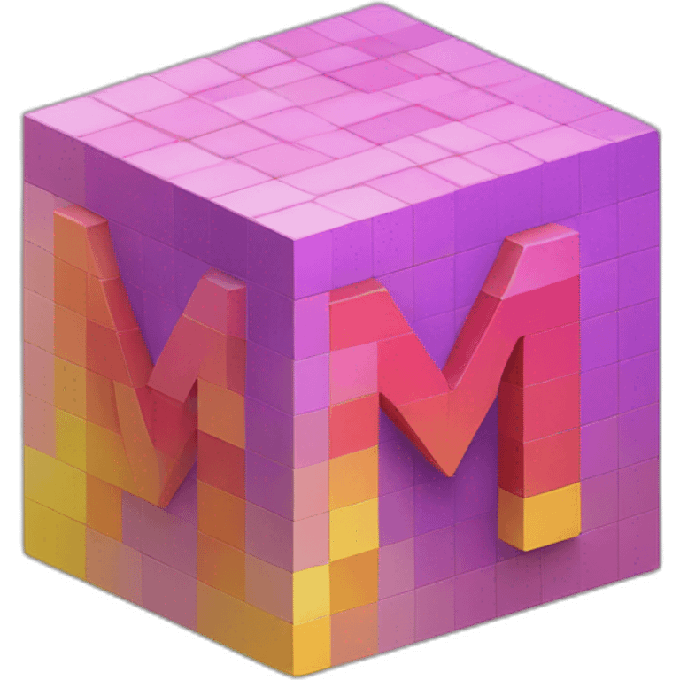 Letter "M" made of cube of pixels emoji