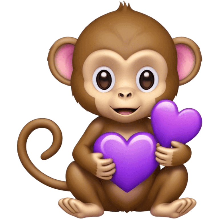 Cute monkey heart purple  emoji