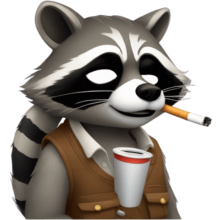 Tired Raccoon smoking a cigarette, not wearing a jacket  emoji