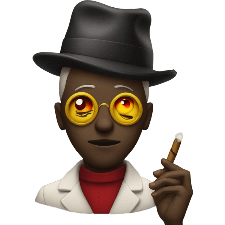 red sclera yellow circle man with cigar in hand emoji