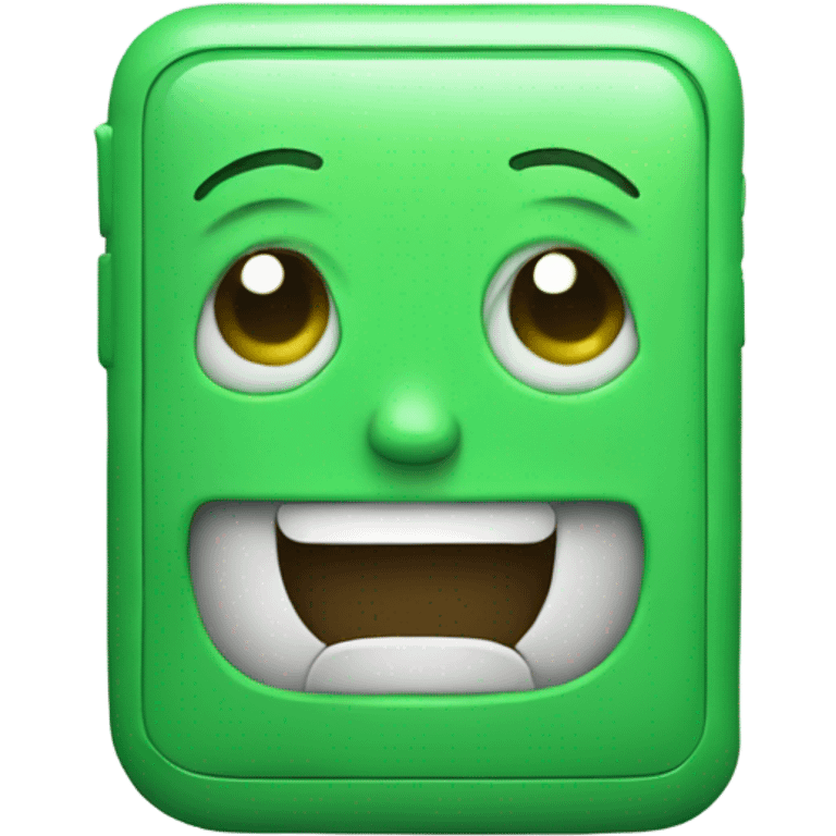 Green smartphone feeling happy emoji