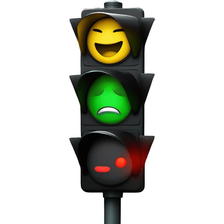 traffic light with happy, normal, and mad face emoji