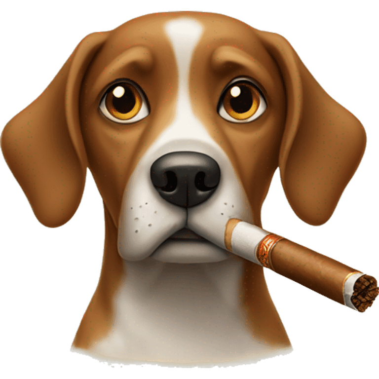 Dog annoyed with cigar emoji