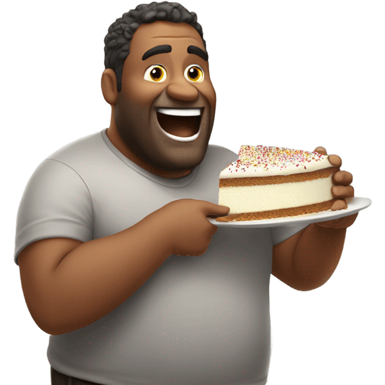 Fat man eating cake emoji